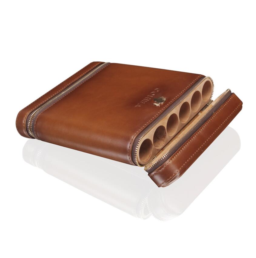 Top of The Class Wooden 6-Pack Portable Cigar Case Cigar Humidor