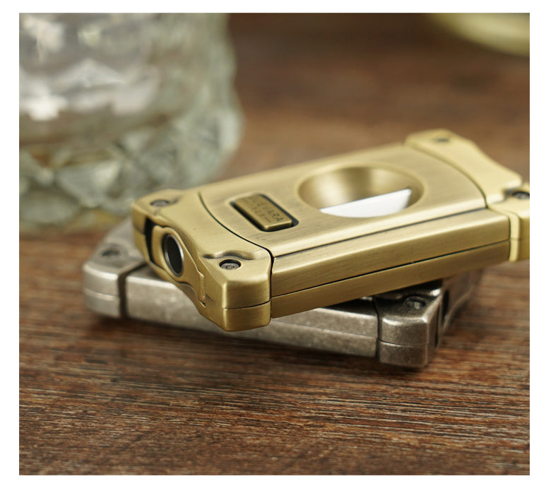 Cigar Cutter V-Shaped Cigar Cutter Carry Brass Knife Body Cigarette Holder Puncher Design