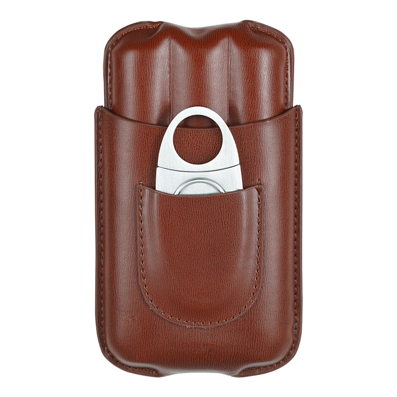 Cigar Case, Portable Humidor, Real Cowhide Three Pack Cigar Scissor Set