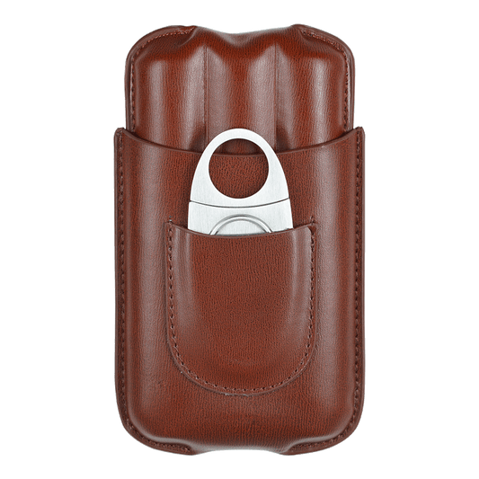 Cigar Case, Portable Humidor, Real Cowhide Three Pack Cigar Scissor Set