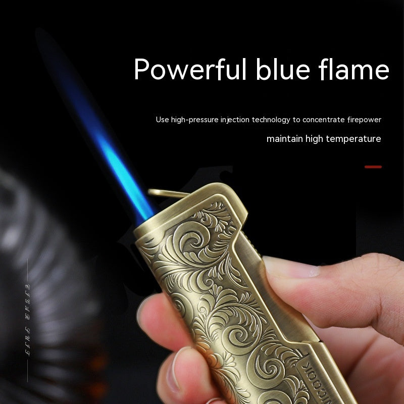 Embossed Portable Metal Zinc Alloy Cigar Cutter Torch Lighter