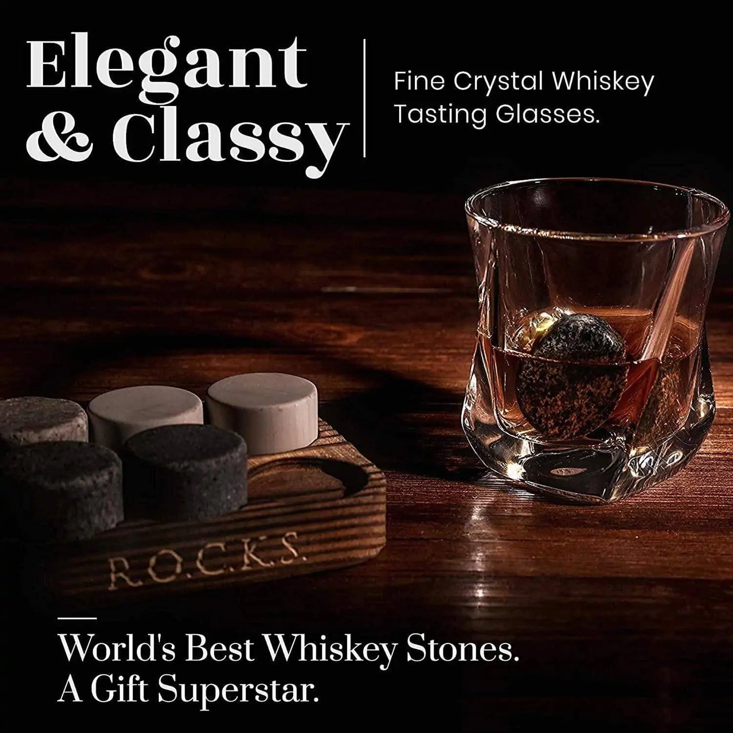 The Prestige Connoisseur's Set - Whiskey Stones & Twist Glass Edition