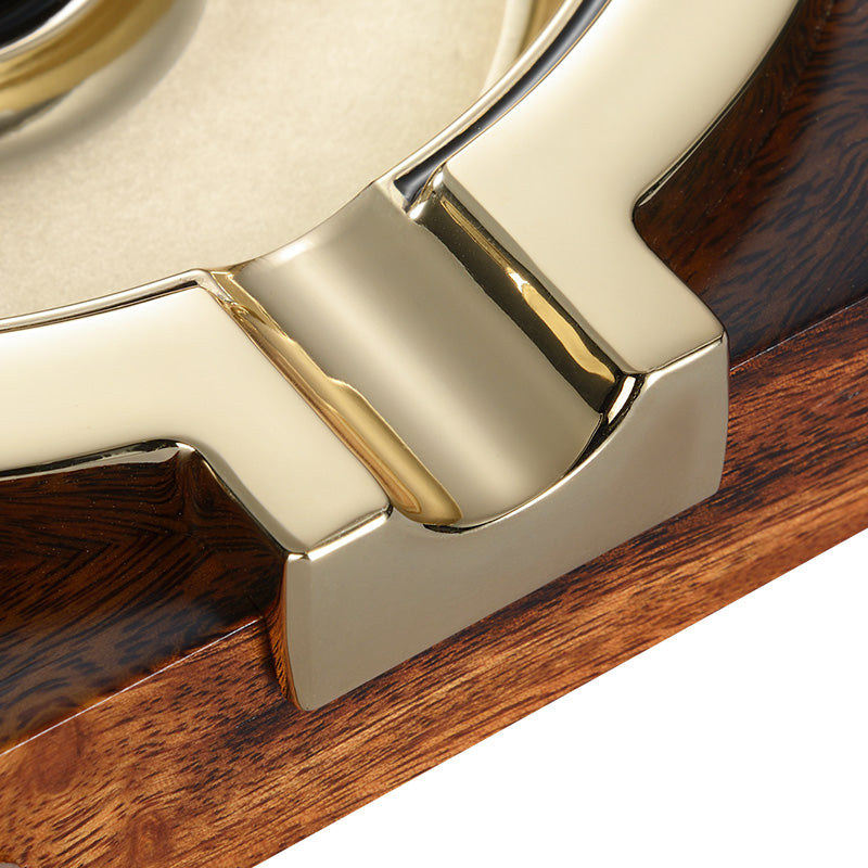 Stainless Steel Cigar Ashtray With Cedar Wood Gilded Flutes
